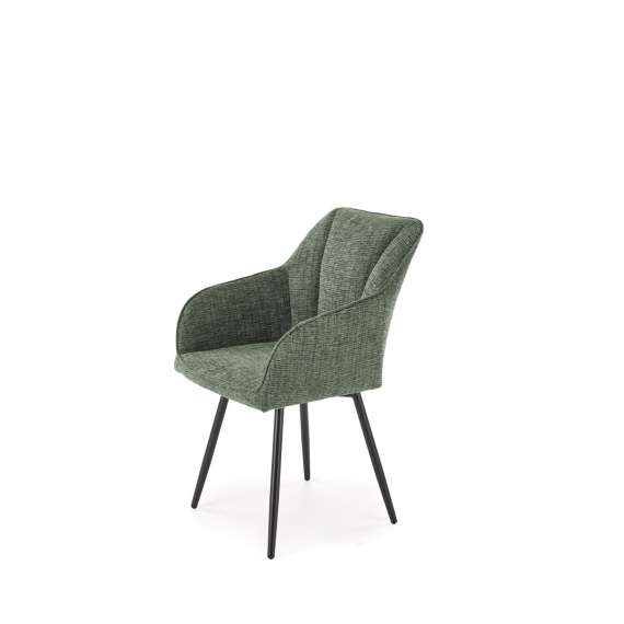 Stol ORKAN - oliven stoff - svingbar - svart bein