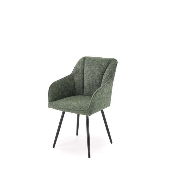 Stol ORKAN - oliven stoff - svingbar - svart bein