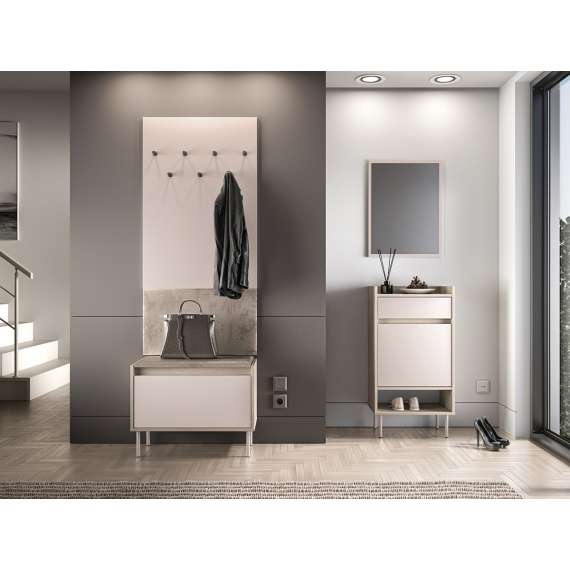 Veggpanel VACO 69x143 cm - cashmere - beige fløyel med knagger