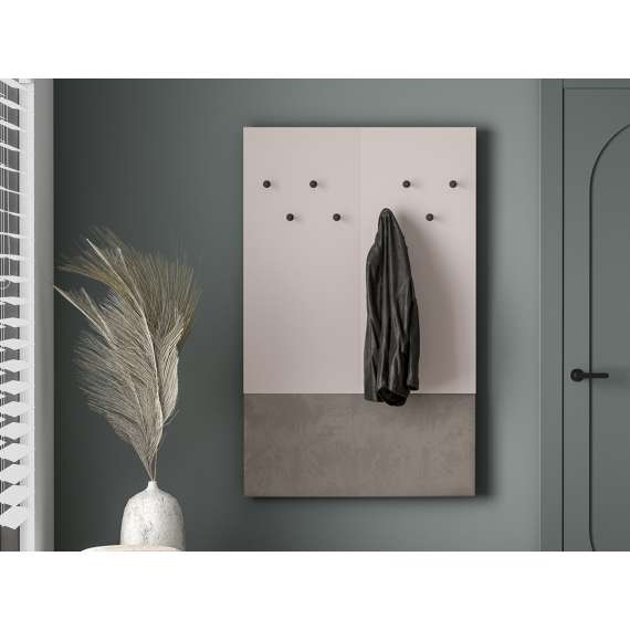 Veggpanel VACO 90x143 cm - cashmere - beige fløyel med knagger