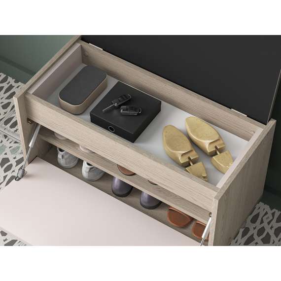 Skoskap VACO 69x55 cm - eik terrakotta - cashmere -  med sittepute