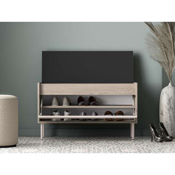 Skoskap VACO 90x55 cm - eik terrakotta - cashmere -  med sittepute