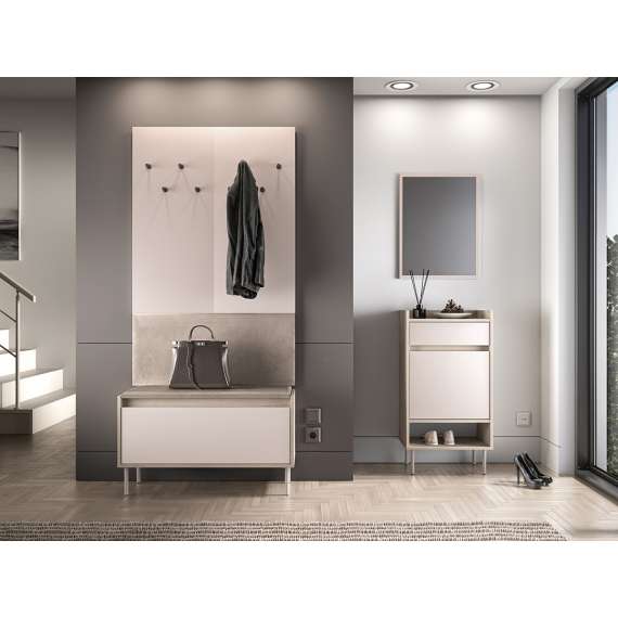 Skoskap VACO 90x55 cm - eik terrakotta - cashmere -  med sittepute