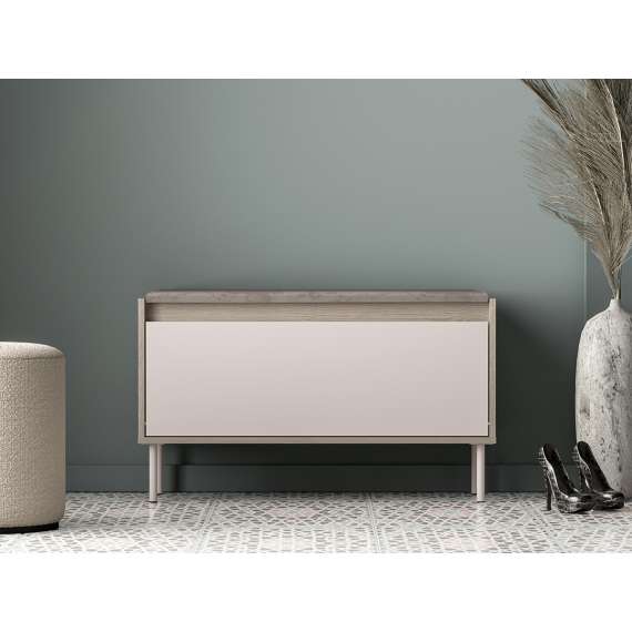 Skoskap VACO 90x55 cm - eik terrakotta - cashmere -  med sittepute