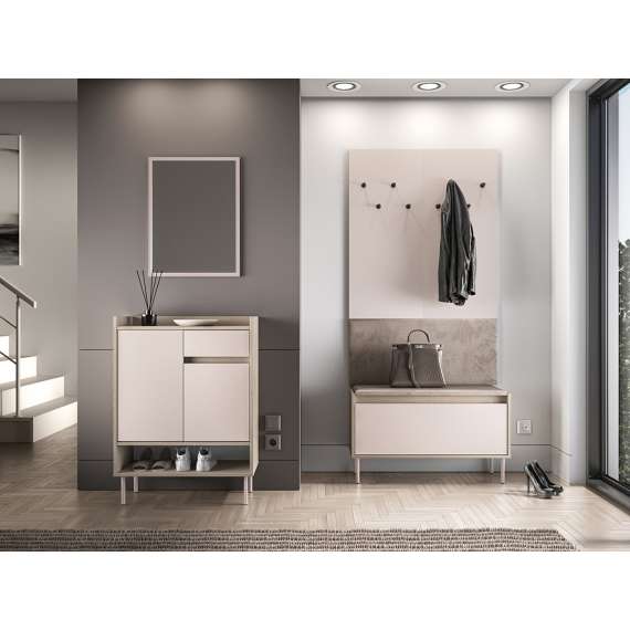 Skoskap VACO 70x95 cm - eik terrakotta - cashmere -  2 dører - 1 skuff