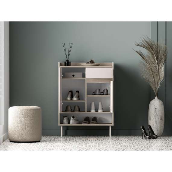 Skoskap VACO 70x95 cm - eik terrakotta - cashmere -  2 dører - 1 skuff