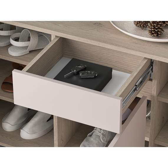 Skoskap VACO 120x95 cm - eik terrakotta - cashmere -  3 dører - 1 skuff