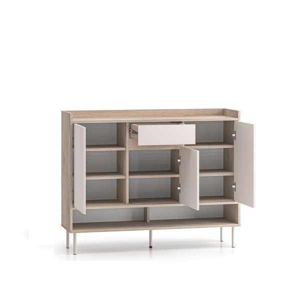 Skoskap VACO 120x95 cm - eik terrakotta - cashmere -  3 dører - 1 skuff