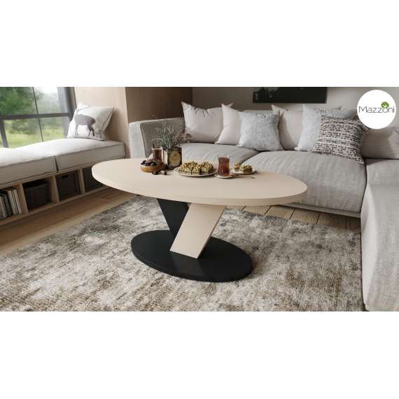 Sofabord LOVA - 110x60 cm - beige champagne - svart matt