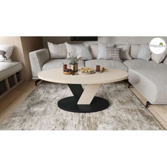 Sofabord LOVA - 110x60 cm - beige champagne - svart matt