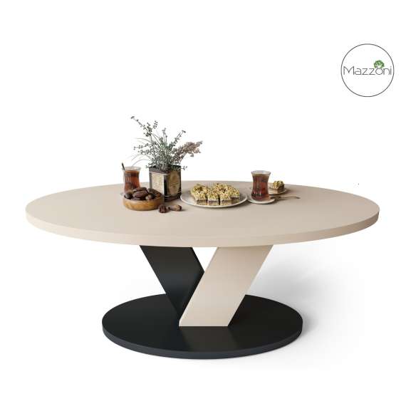 Sofabord LOVA - 110x60 cm - beige champagne - svart matt