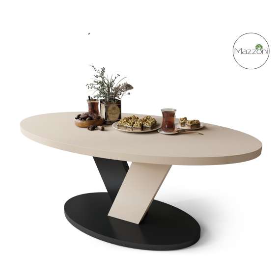 Sofabord LOVA - 110x60 cm - beige champagne - svart matt