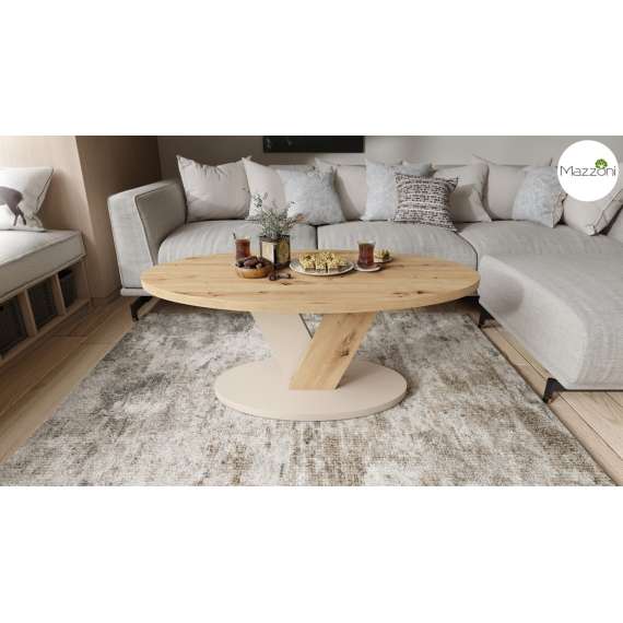 Sofabord LOVA - 110x60 cm - eik artisan - beige champagne