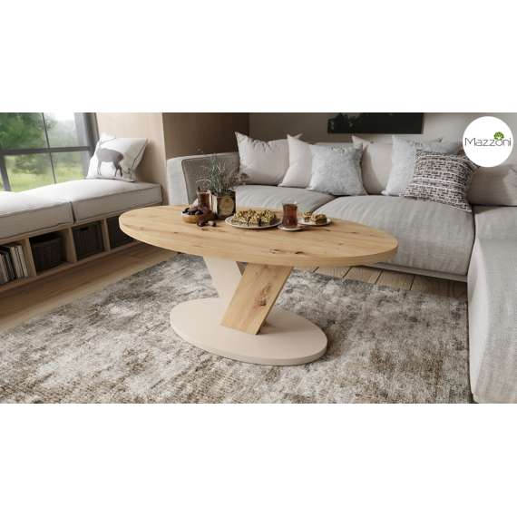 Sofabord LOVA - 110x60 cm - eik artisan - beige champagne