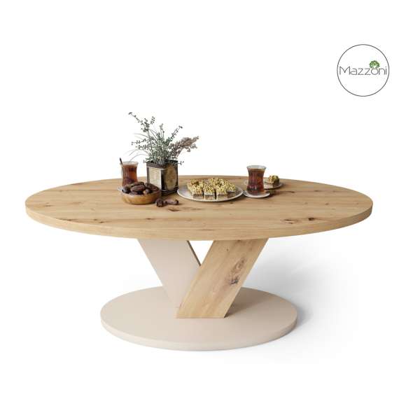 Sofabord LOVA - 110x60 cm - eik artisan - beige champagne