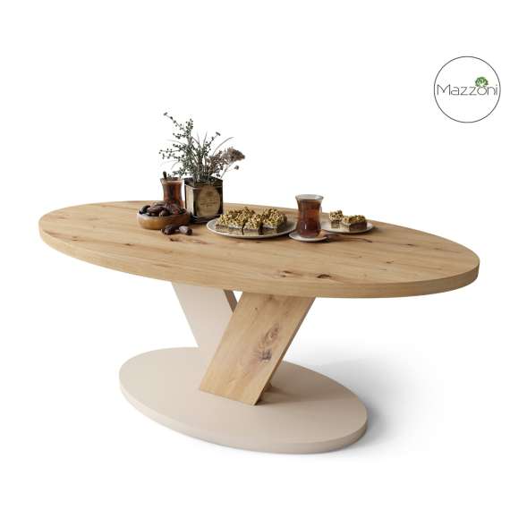 Sofabord LOVA - 110x60 cm - eik artisan - beige champagne