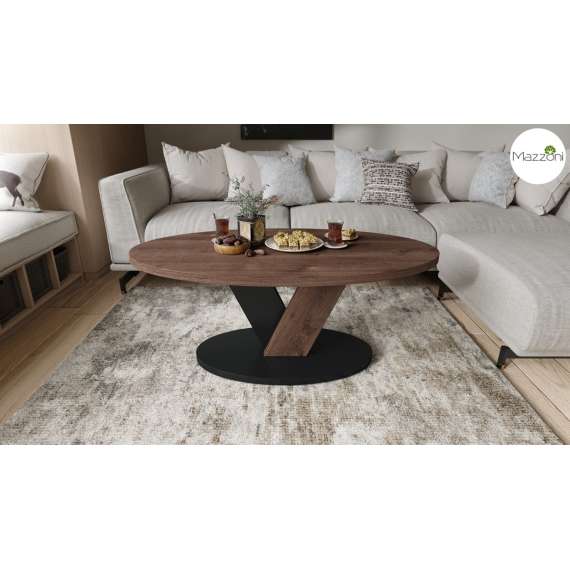 Sofabord LOVA - 110x60 cm - eik brun - svart matt