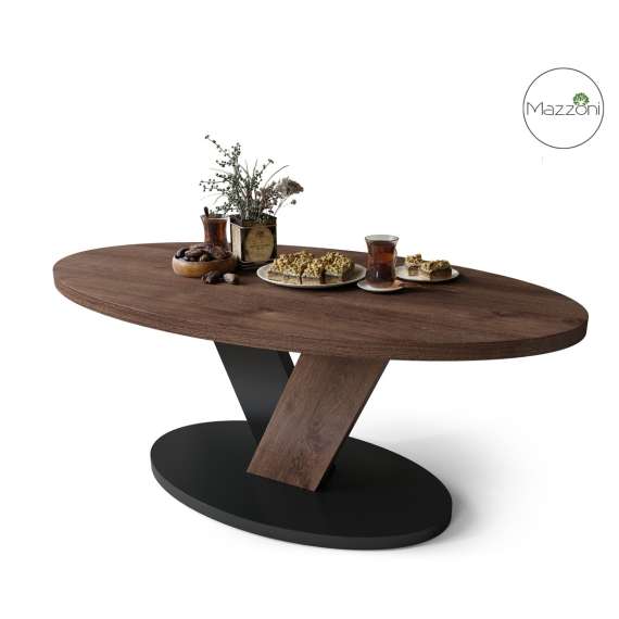 Sofabord LOVA - 110x60 cm - eik brun - svart matt