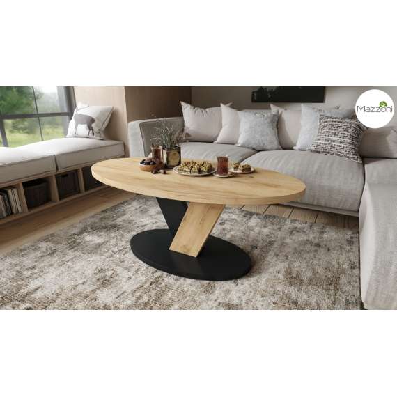 Sofabord LOVA - 110x60 cm - eik craft - svart matt