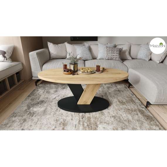 Sofabord LOVA - 110x60 cm - eik craft - svart matt