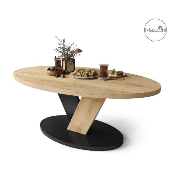 Sofabord LOVA - 110x60 cm - eik craft - svart matt