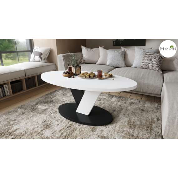 Sofabord LOVA - 110x60 cm - hvit matt - svart matt