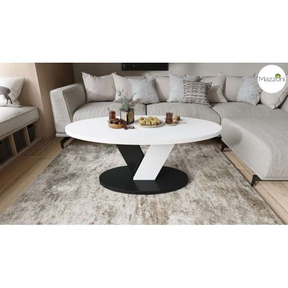 Sofabord LOVA - 110x60 cm - hvit matt - svart matt