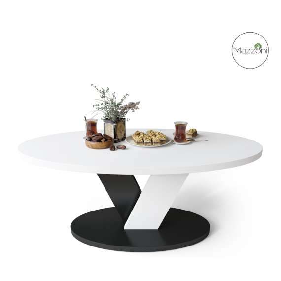 Sofabord LOVA - 110x60 cm - hvit matt - svart matt