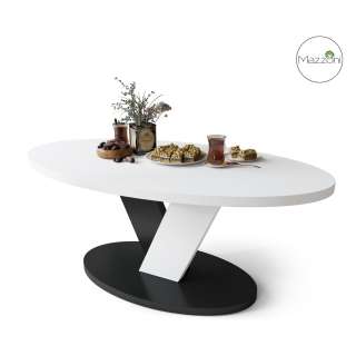 Sofabord LOVA - 110x60 cm - hvit matt - svart matt