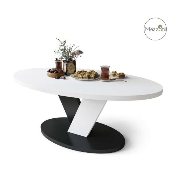 Sofabord LOVA - 110x60 cm - hvit matt - svart matt