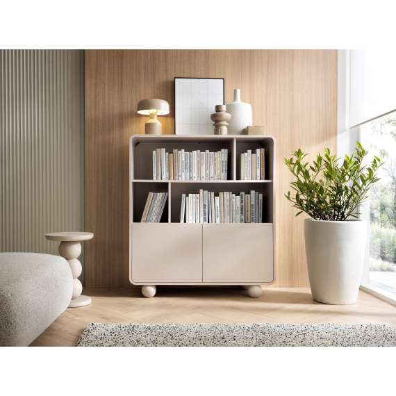 Reol Albion 108x121 cm - 2 dører - hyller - cashmere - kuleben