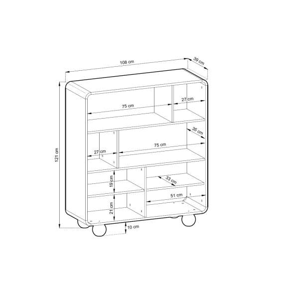 Reol Albion 108x121 cm - 2 dører - hyller - cashmere - kuleben