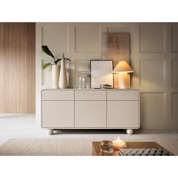 Skjenk Albion 160x75 cm - 3 dører - 3 skuffer - cashmere - kuleben