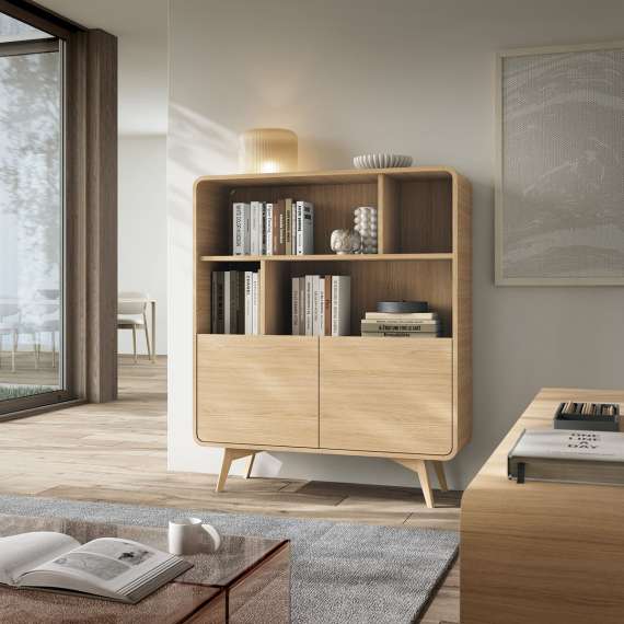 Reol Helion 108x130 cm - 2 dører - hyller - eik