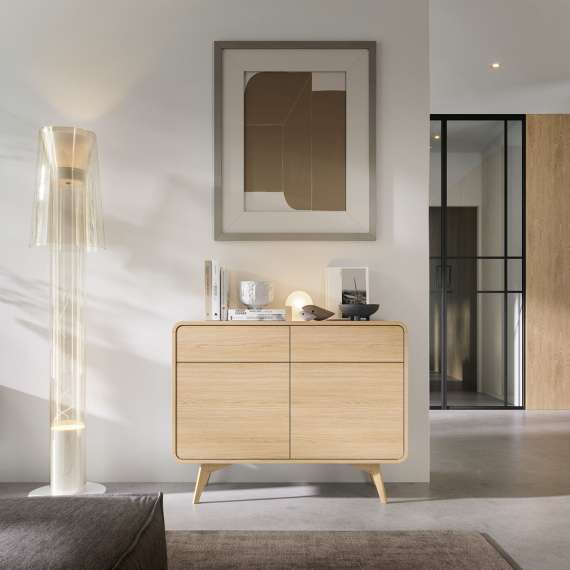 Skjenk Helion 108x84 cm - 2 dører - 2 skuffer - eik