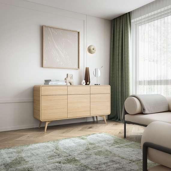 Skjenk Helion 160x84 cm - 3 dører - 3 skuffer - eik