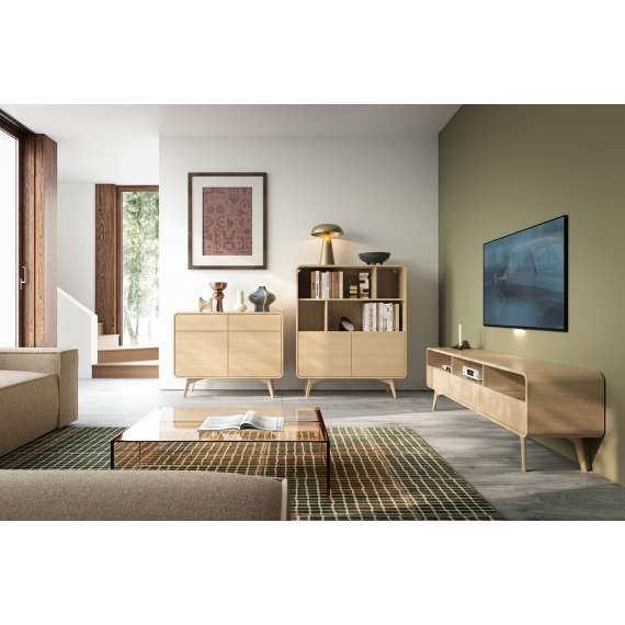 Tv-benk Helion 180x52 cm - 3 skuffer - eik