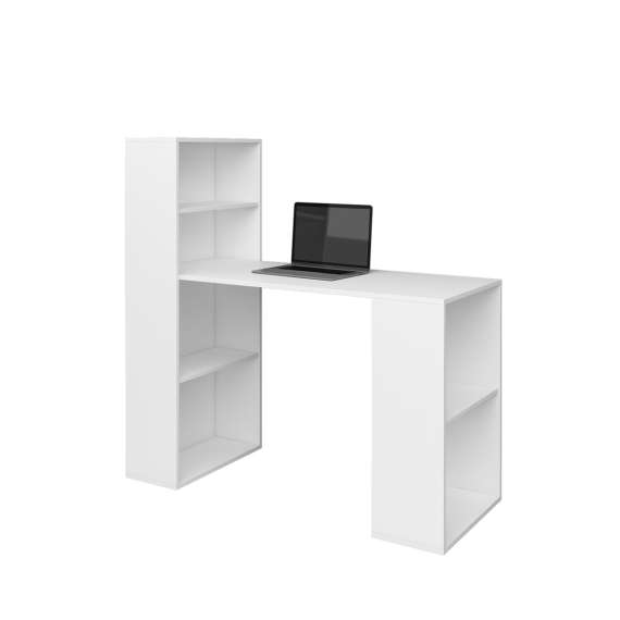 Skrivebord Whitby - hvit matt - med reol