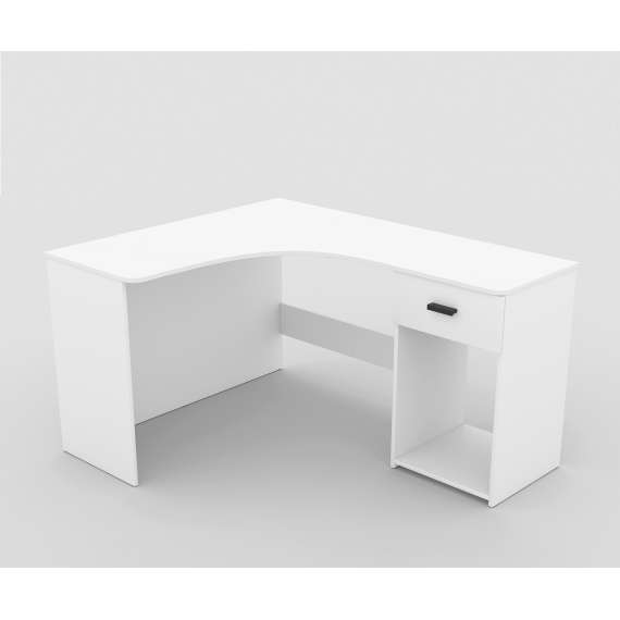 Skrivebord Corner 155x125 cm - hvit matt - hjørneskrivebord med skuff