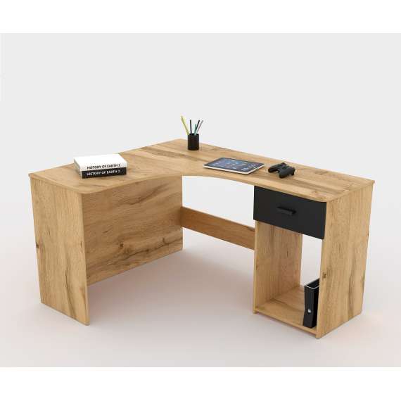 Skrivebord Corner 155x125 cm - eik - hjørneskrivebord med skuff