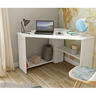 Skrivebord Rino 80x80 cm - hvit matt - hjørneskrivebord med hyller