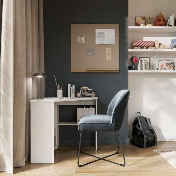 Skrivebord Rino 80x80 cm - hvit matt - hjørneskrivebord med hyller