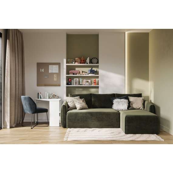 Skrivebord Rino 80x80 cm - hvit matt - hjørneskrivebord med hyller