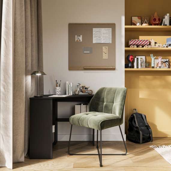 Skrivebord Rino 80x80 cm - sort matt - hjørneskrivebord med hyller