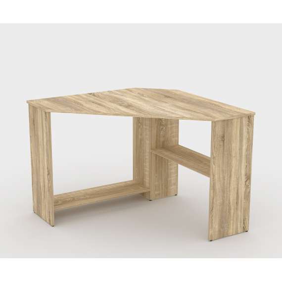 Skrivebord Rino 80x80 cm - eik - hjørneskrivebord med hyller