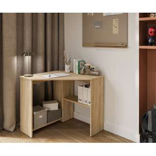 Skrivebord Rino 80x80 cm - eik - hjørneskrivebord med hyller