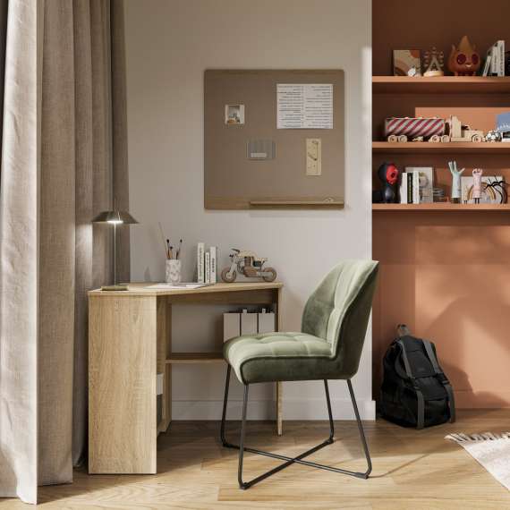 Skrivebord Rino 80x80 cm - eik - hjørneskrivebord med hyller