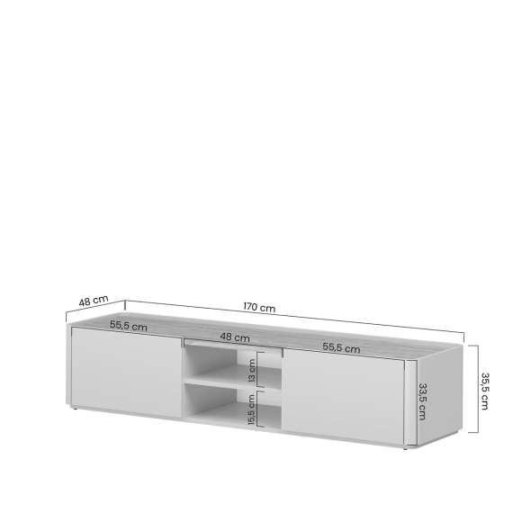 Tv-benk ELIVO - 170x35 cm - 1 dør - 1 skuff - eukalyptus - eik baltic