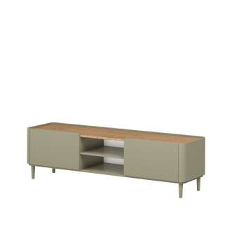 Tv-benk ELIVO - 170x48 cm - 1 dør - 1 skuff - eukalyptus - eik baltic - tre bein