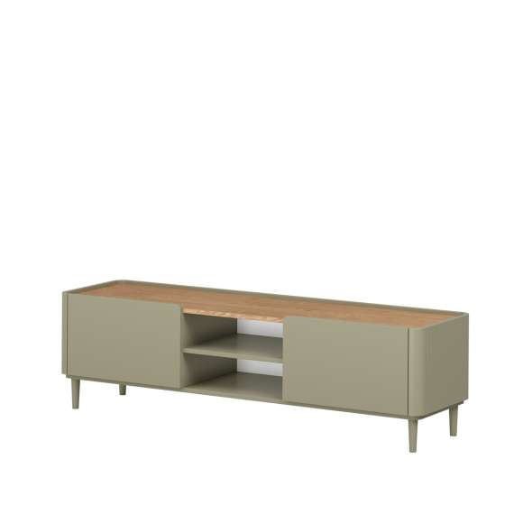 Tv-benk ELIVO - 170x48 cm - 1 dør - 1 skuff - eukalyptus - eik baltic - tre bein